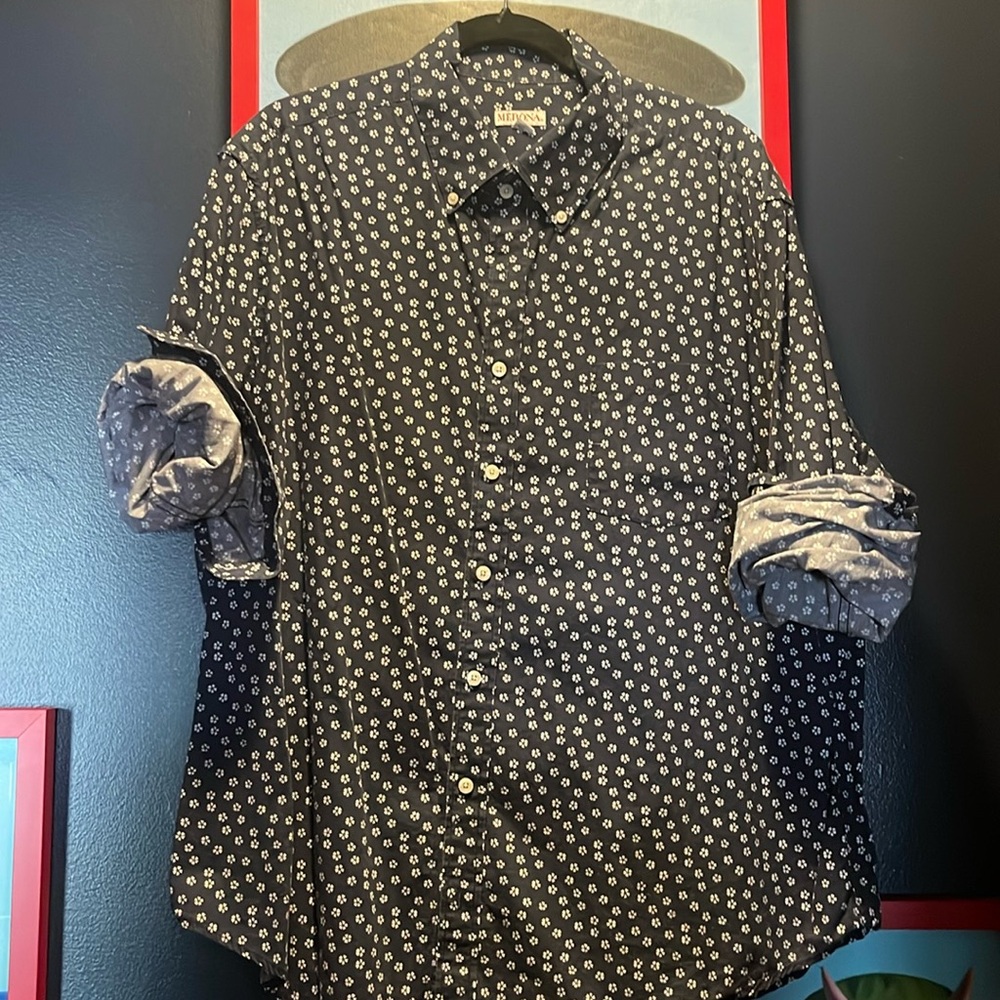 Navy Floral Button Down Woven